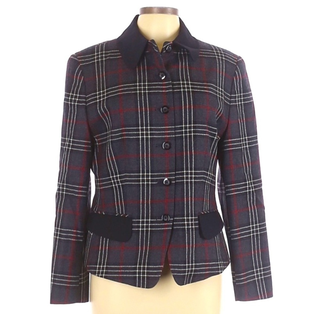 Classiques Entier 100% Wool Gray Plaid Jacket L